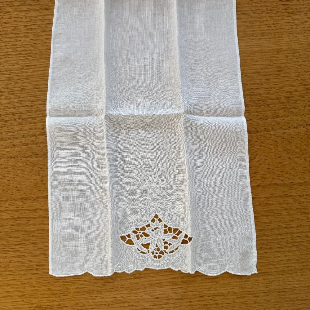 HAND EMBROIDERED CUT OUT LINEN HAND TOWELS